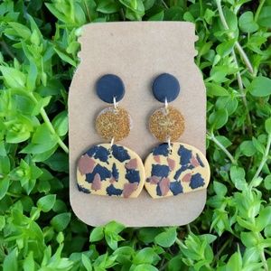 Leopard Glitter Dangle Earrings *The Francesca*